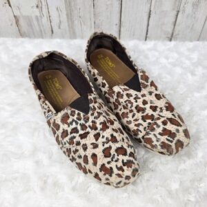Toms Leopard Print Alpargata Flats Brown Size 9